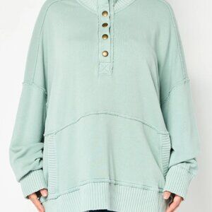 Aerie Mock neck Snap Down Sweater Sage Green XS